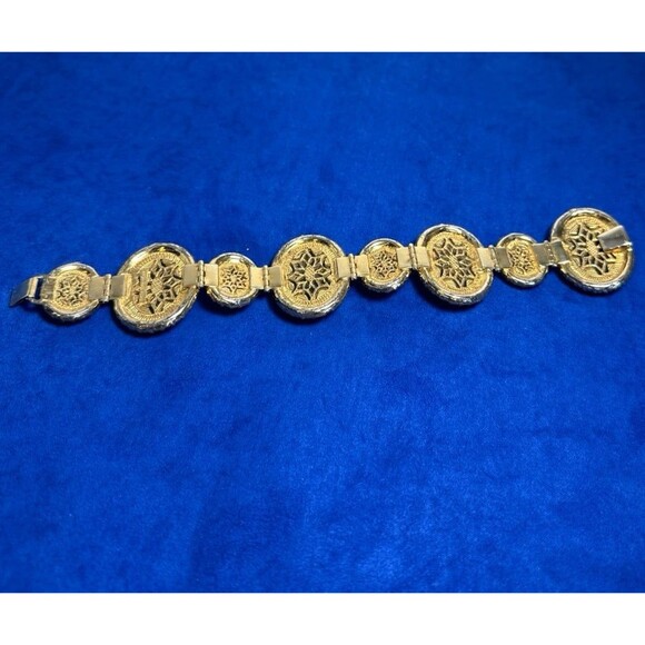 Rare Nettie Rosenstein vtg. Crackled cabochon bracelet - Picture 5 of 10